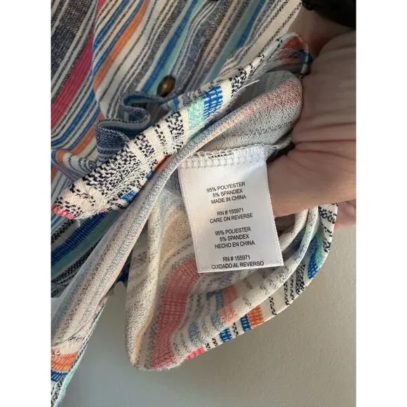 FLT Studio Striped Button Down V-Neck Sleeveless Blouse Top Medium - Picture 4 of 6